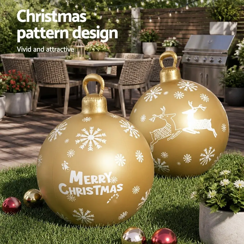 Christmas Inflatable Bauble Red 60cm Water-Repellent UV-Resistant Indoor Outdoor Decoration