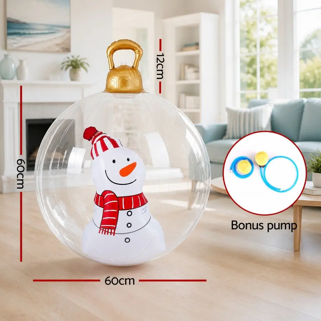 Inflatable Ball Transparent 60cm Christmas Decoration Giant Bauble Outdoor Festive