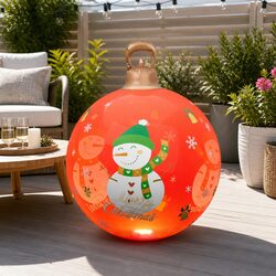 Compact 60cm Inflatable Christmas Bauble with LED Features