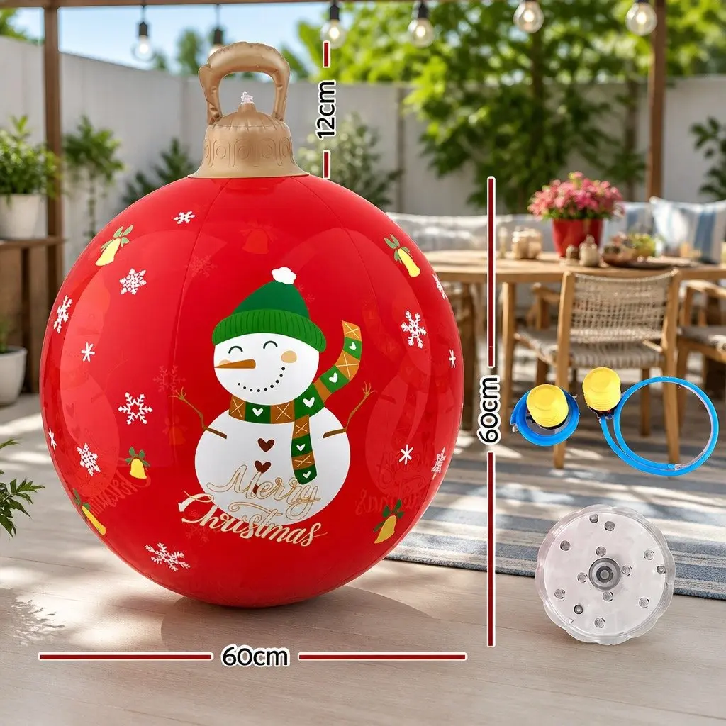 Christmas Inflatable Ball Red 60cm LED Light Outdoor Decoration