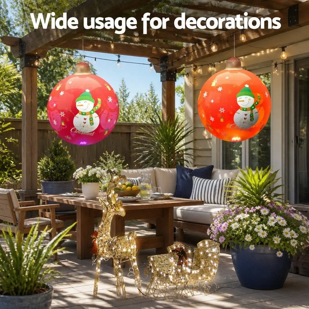 Christmas Inflatable Ball Red 60cm LED Light Outdoor Decoration