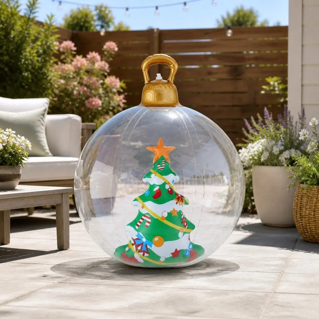 Christmas Inflatable Ball Transparent 60cm Water-repellent PVC Outdoor Tree Decoration