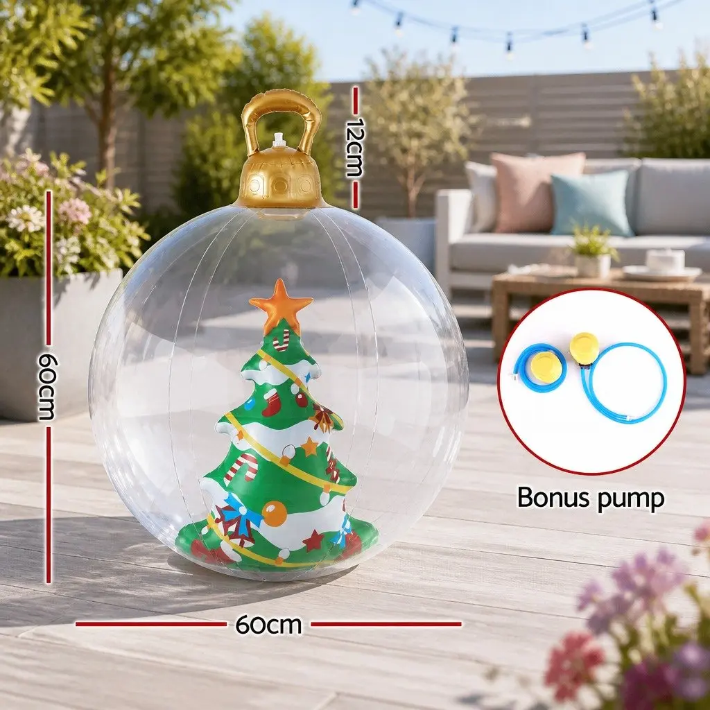 Christmas Inflatable Ball Transparent 60cm Water-repellent PVC Outdoor Tree Decoration