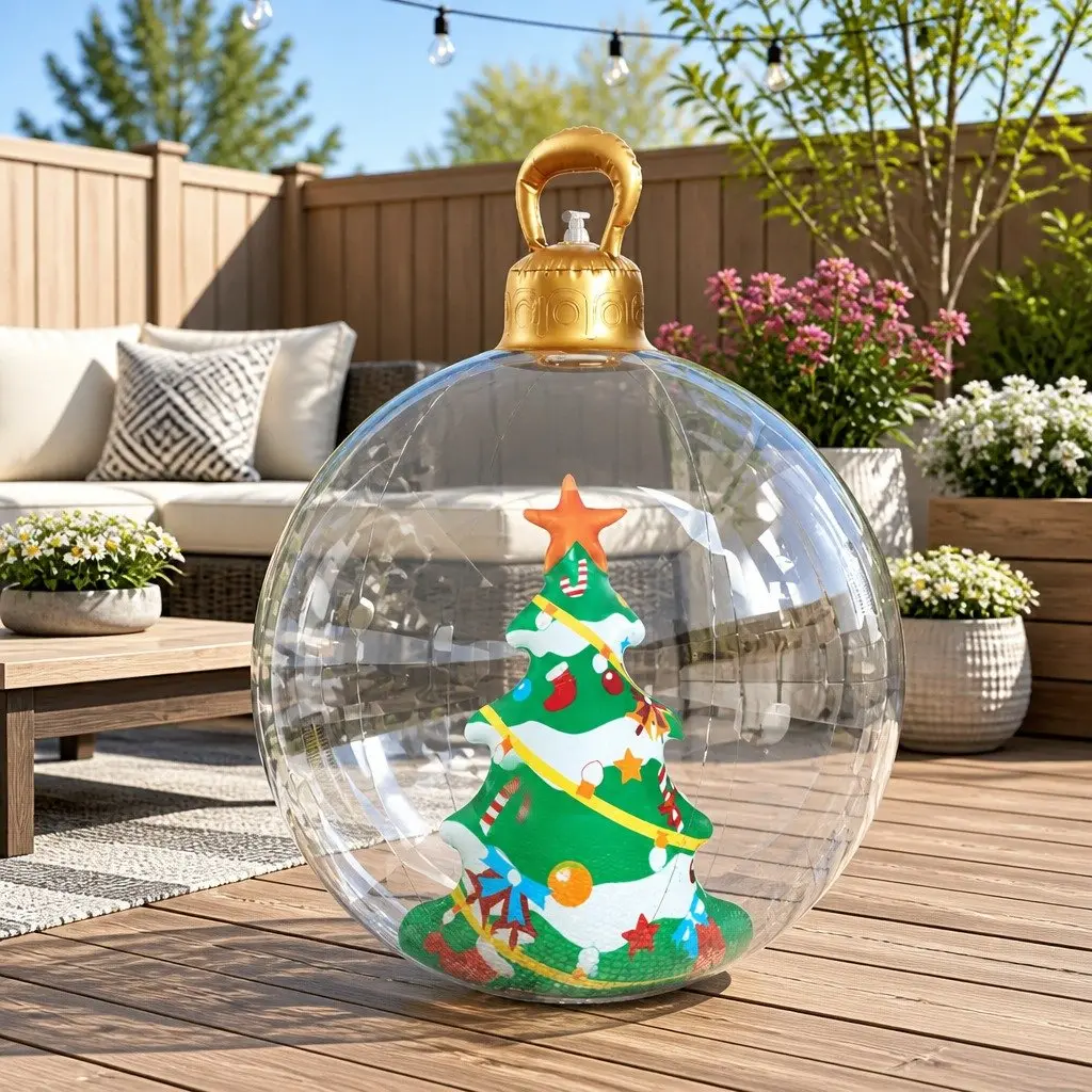 Christmas Inflatable Ball Transparent 60cm Water-repellent PVC Outdoor Tree Decoration
