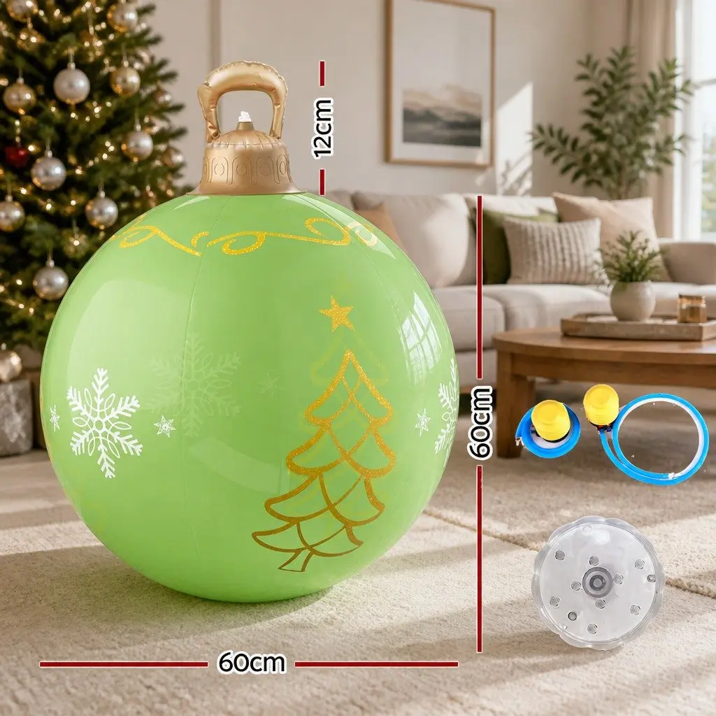 Christmas Inflatable Ball Green 60cm LED Illuminated Outdoor Decoration