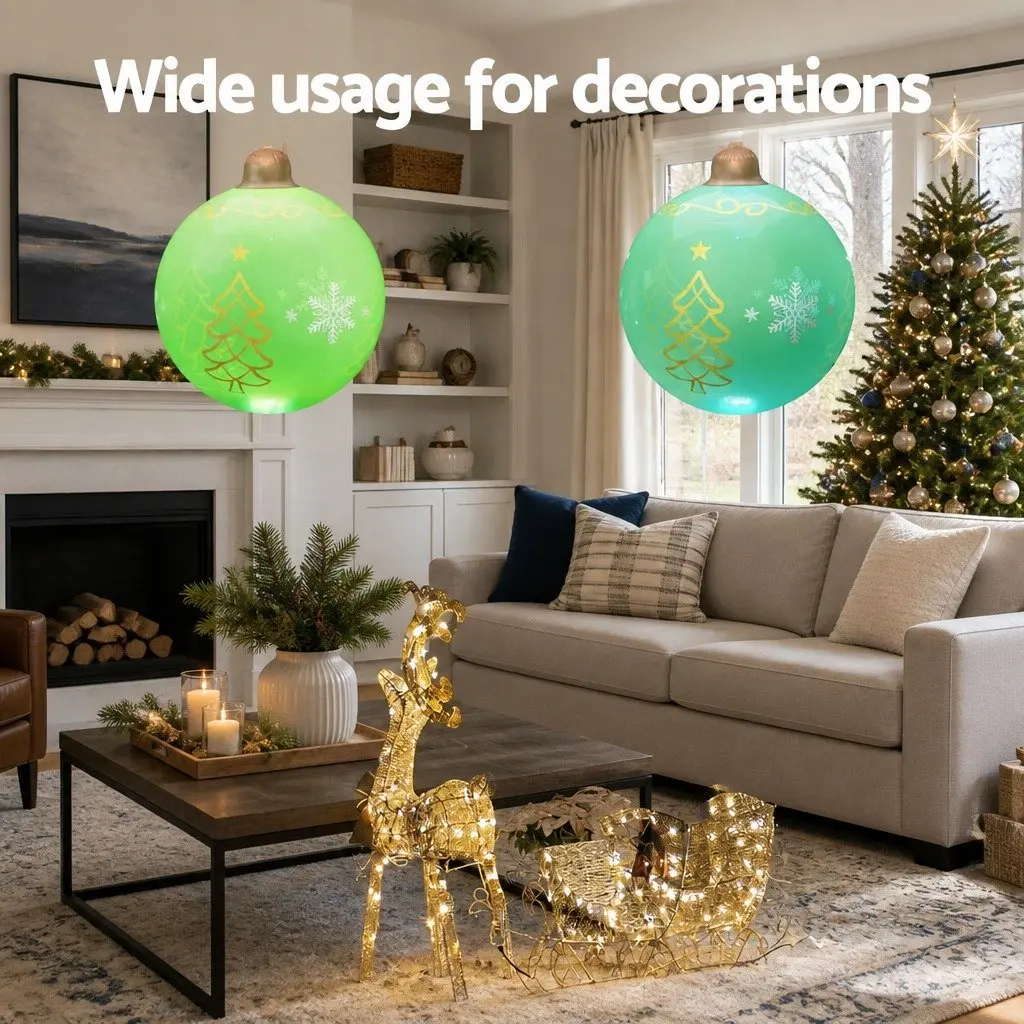 Christmas Inflatable Ball Green 60cm LED Illuminated Outdoor Decoration