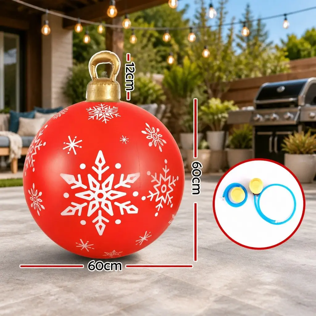 Christmas Inflatable Bauble Red 60cm Water-Repellent UV-Resistant for Indoor Outdoor Decoration