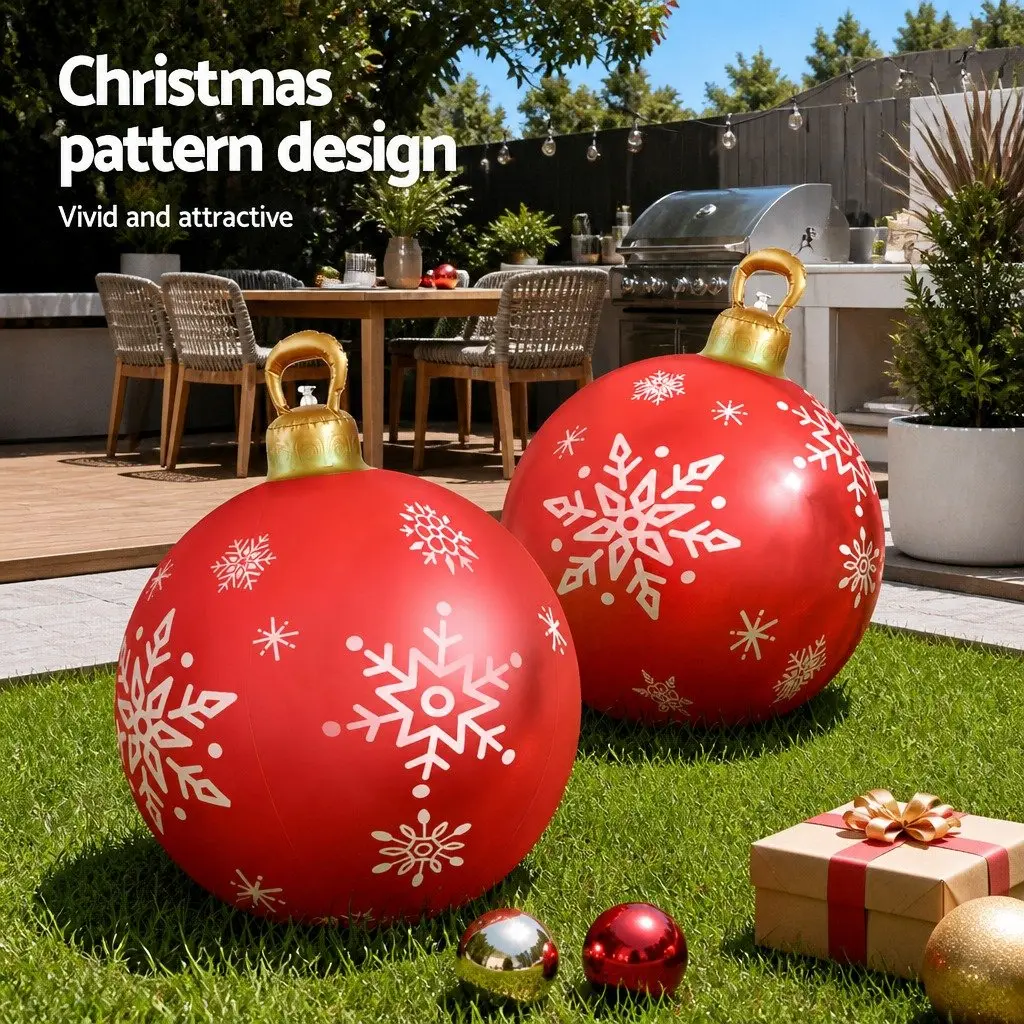 Christmas Inflatable Bauble Red 60cm Water-Repellent UV-Resistant for Indoor Outdoor Decoration