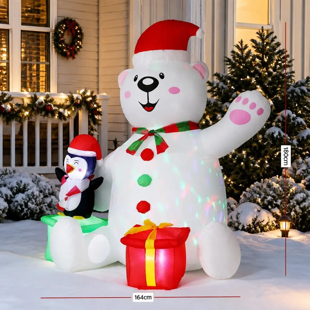 Christmas Inflatable Bear 1.8M LED Outdoor Indoor Decorations Multicolour Lights