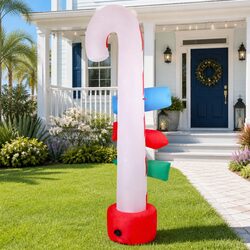 Compact 2.4M Christmas Inflatable Candy Pole with LEDs