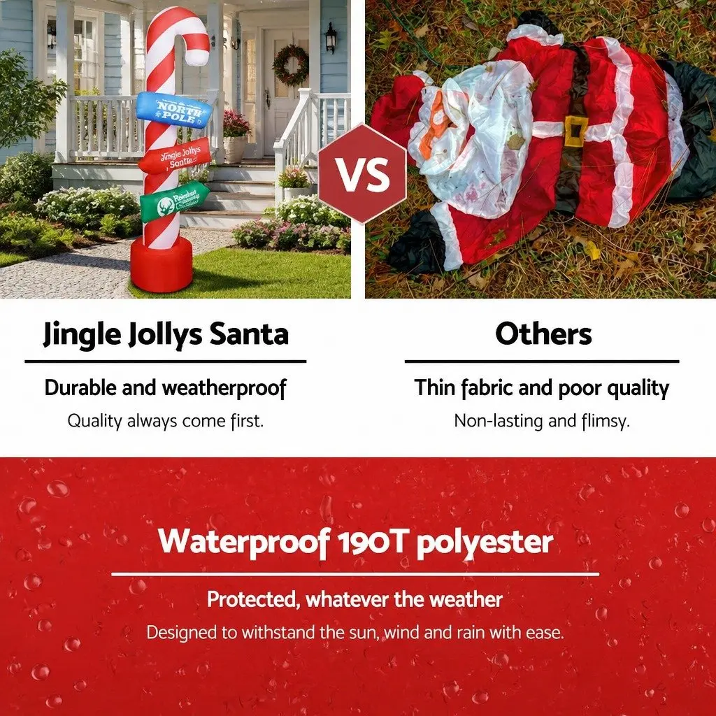 Christmas Inflatable Candy Pole Multicoloured 2.4M LED Illuminated Outdoor Indoor