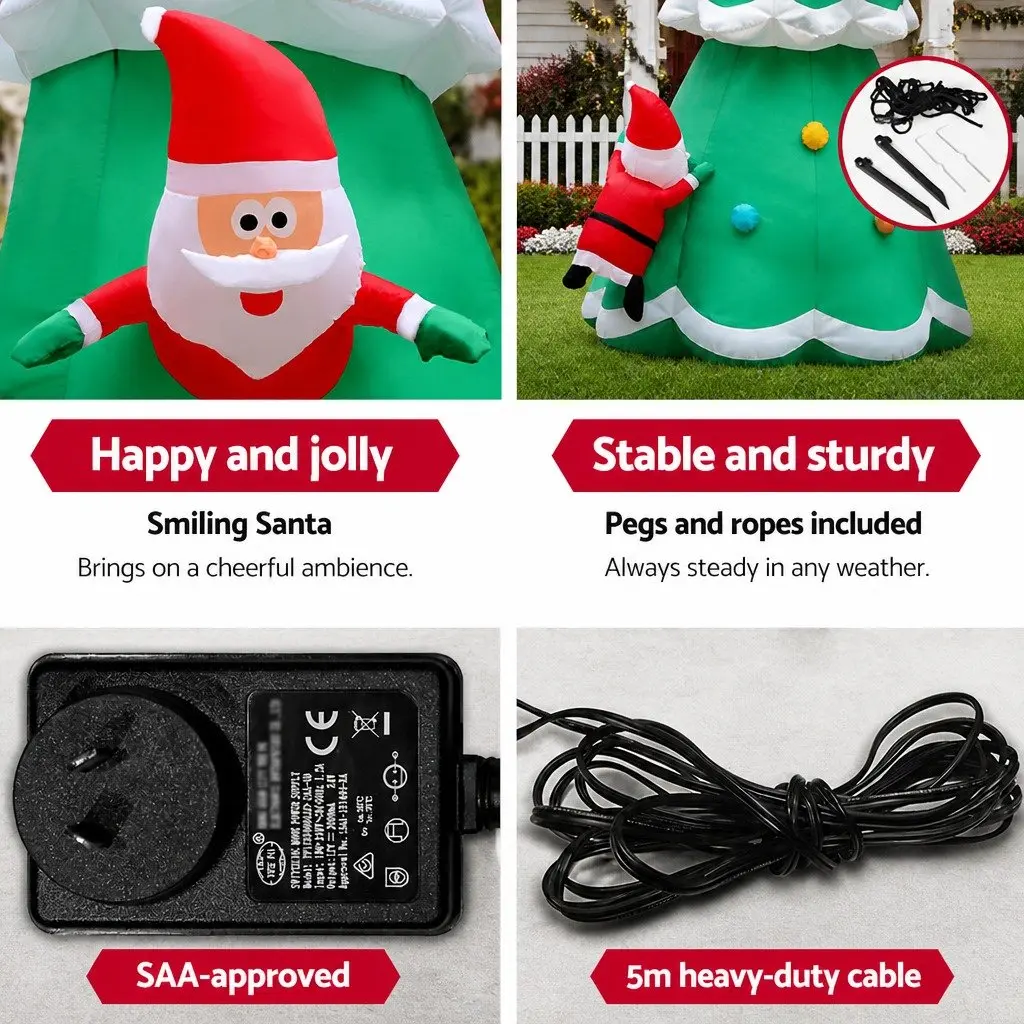 Christmas Inflatable Santa Tree Multicoloured 5M Illuminated Indoor Outdoor