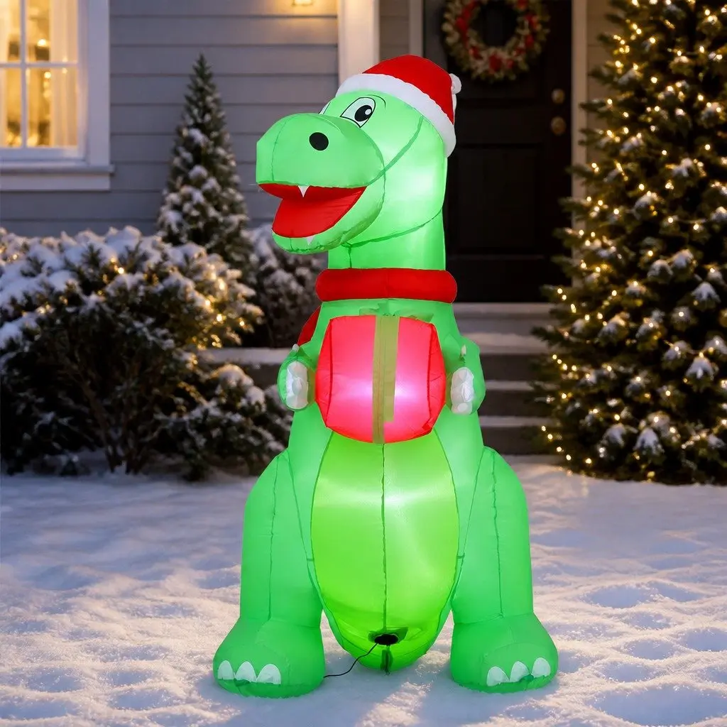 Christmas Inflatable Dinosaur Multicolour 1.8M Height LED Illuminated Indoor Outdoor