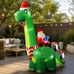 Compact and Bright Inflatable Santa Dinosaur 3.8M