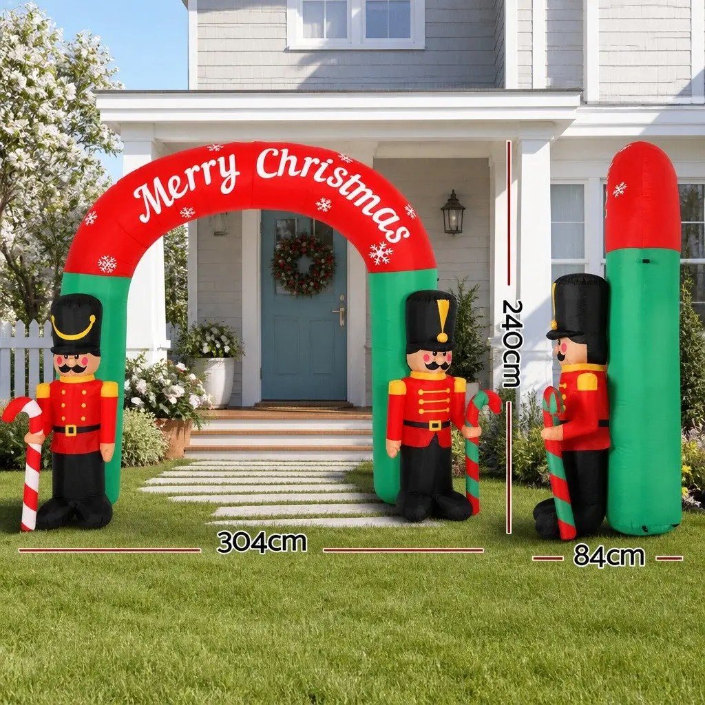 Christmas Inflatable Nutcracker Archway Multicoloured 3M LED Illuminated Outdoor Decoration