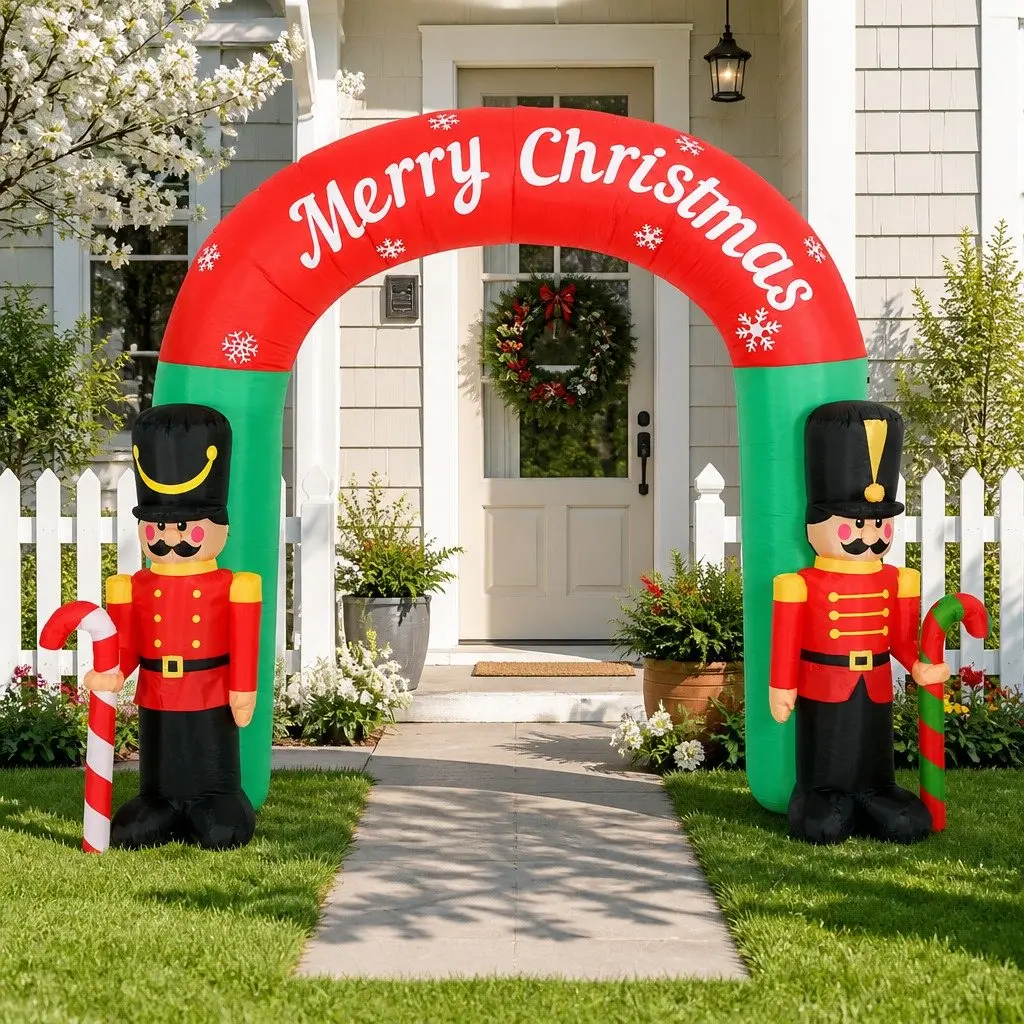 Christmas Inflatable Nutcracker Archway Multicoloured 3M LED Illuminated Outdoor Decoration