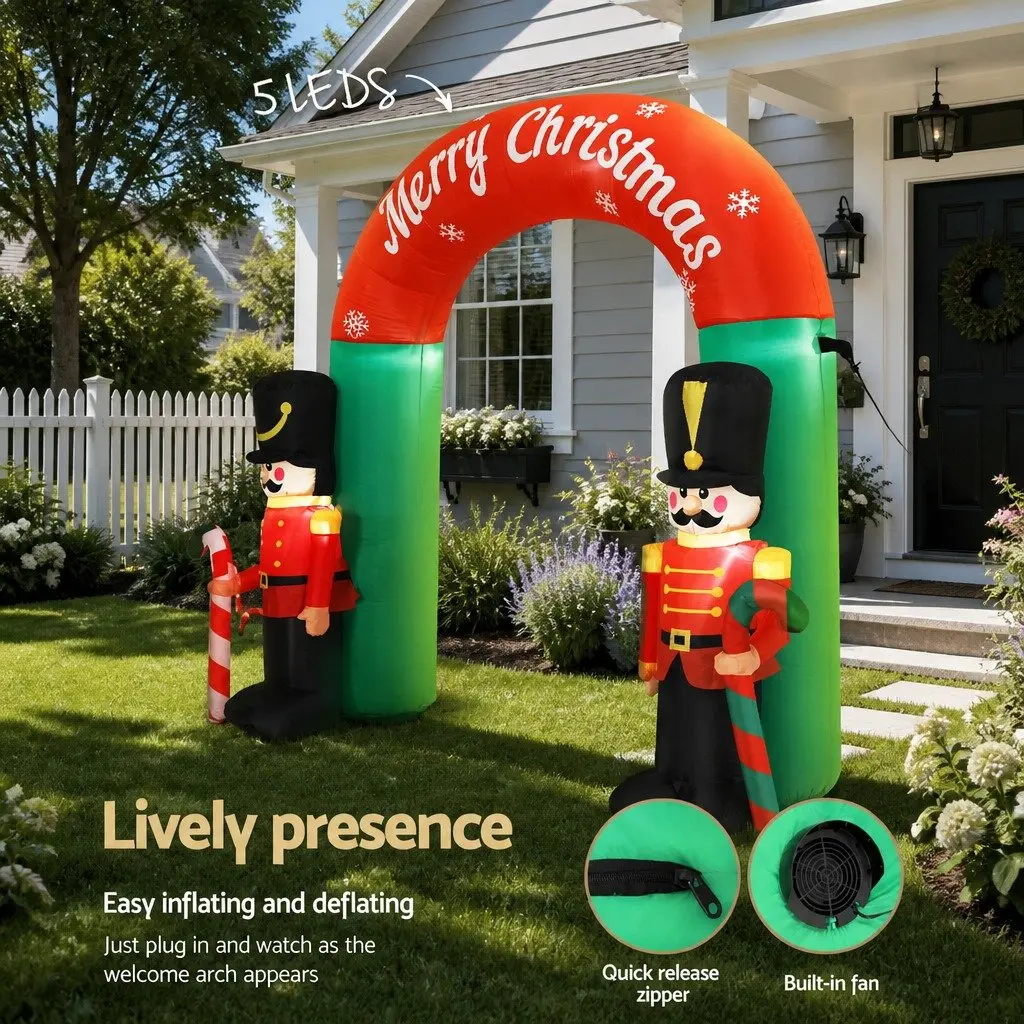 Christmas Inflatable Nutcracker Archway Multicoloured 3M LED Illuminated Outdoor Decoration