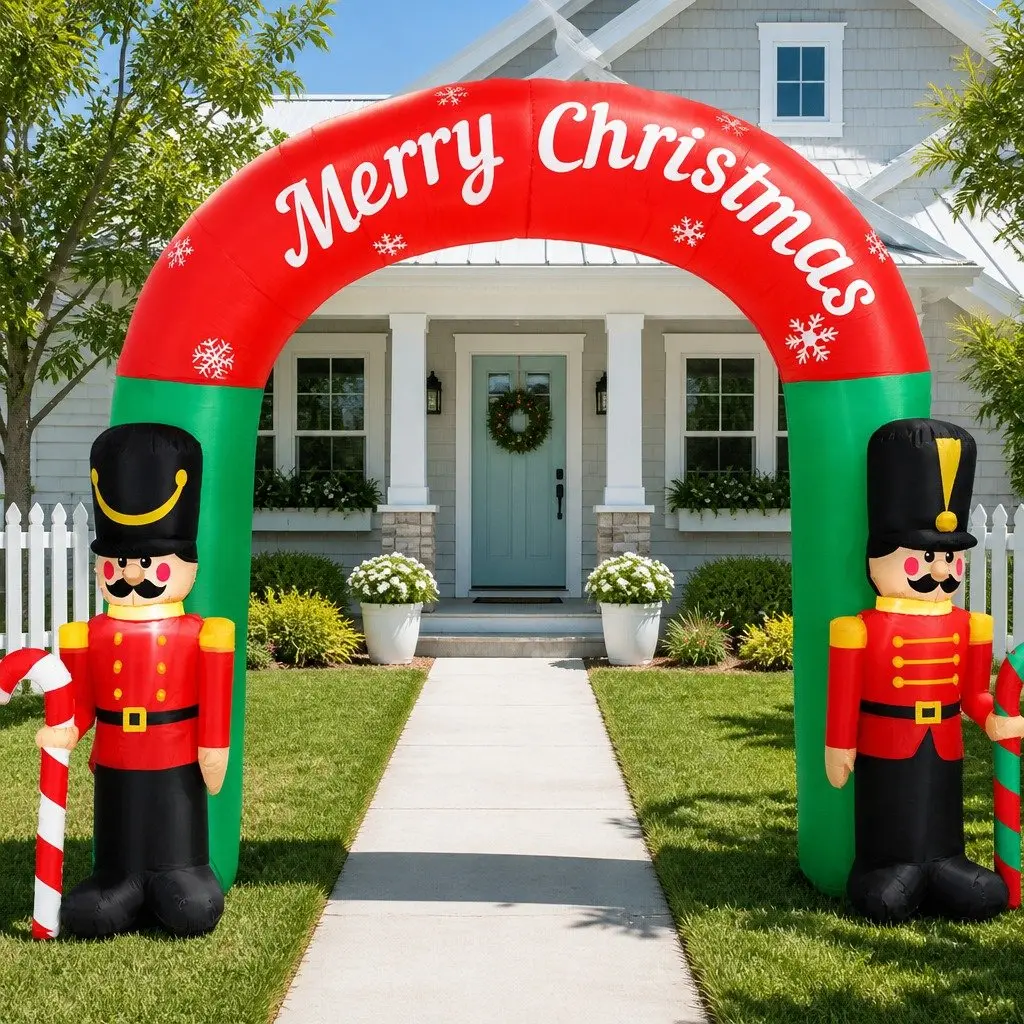 Christmas Inflatable Nutcracker Archway Multicoloured 3M LED Illuminated Outdoor Decoration
