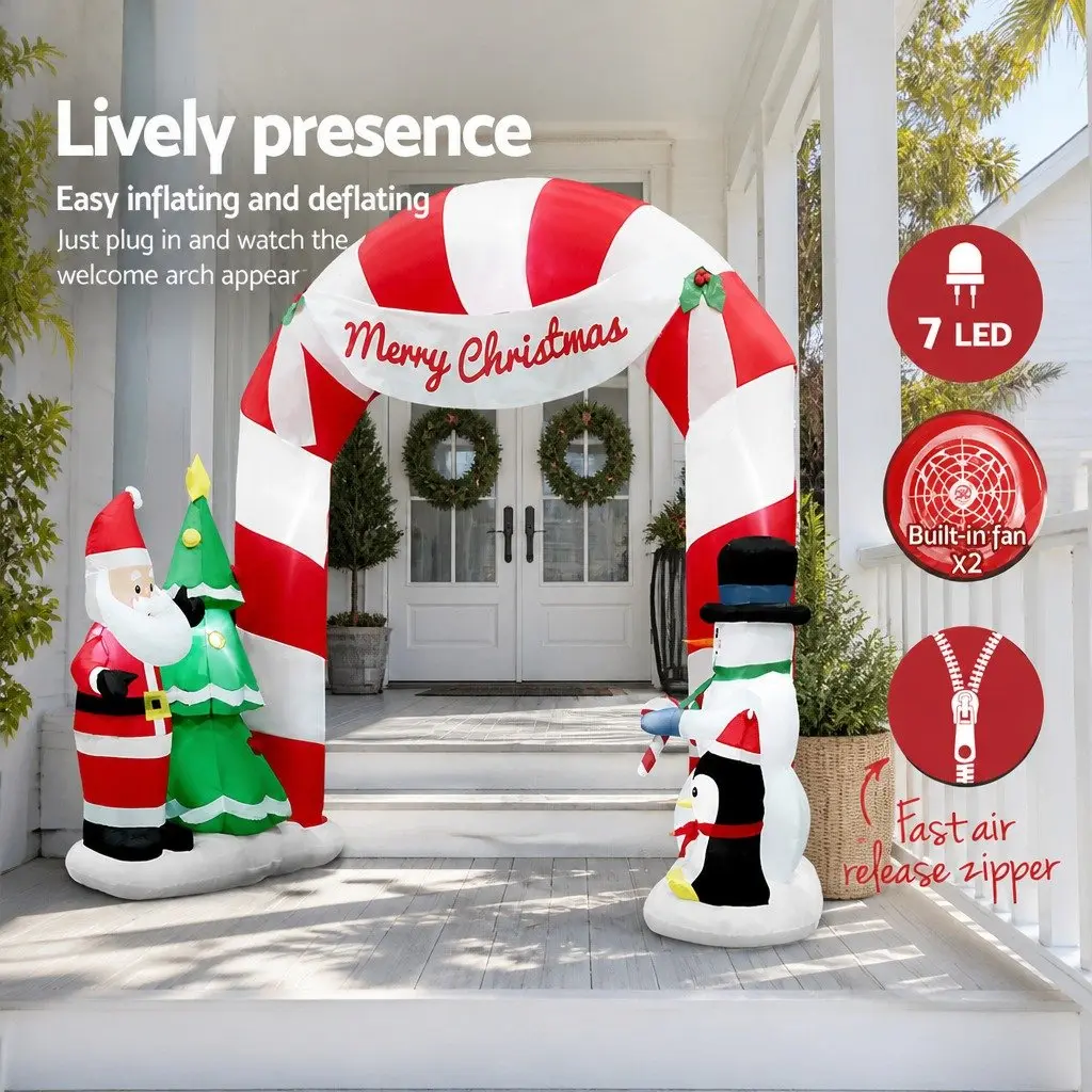 Christmas Inflatable Archway White 3M LED Illuminated Outdoor Indoor