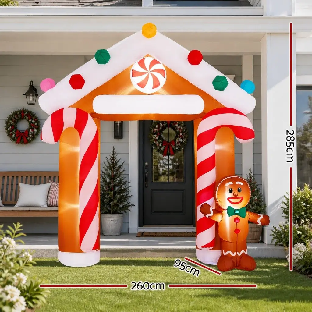 Christmas Inflatable Archway Ginger 2.8M Illuminated LED Water-resistant UV-resistant Indoor Outdoor