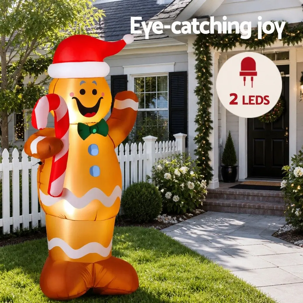 Christmas Inflatable Gingerbread Man Multicolour 1.5M LED Lights Outdoor Indoor Decoration