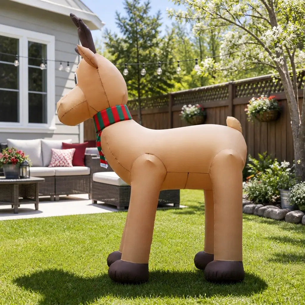 Christmas Inflatable Reindeer Multicoloured 5M Illuminated Indoor Outdoor Decoration