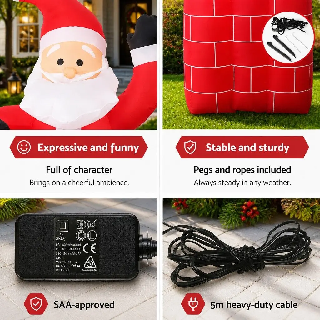 Christmas Inflatable Decoration Multicoloured 1.8M LED Illuminated Outdoor Indoor