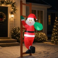 Compact 2.45M Inflatable Santa Ladder with LED Lights