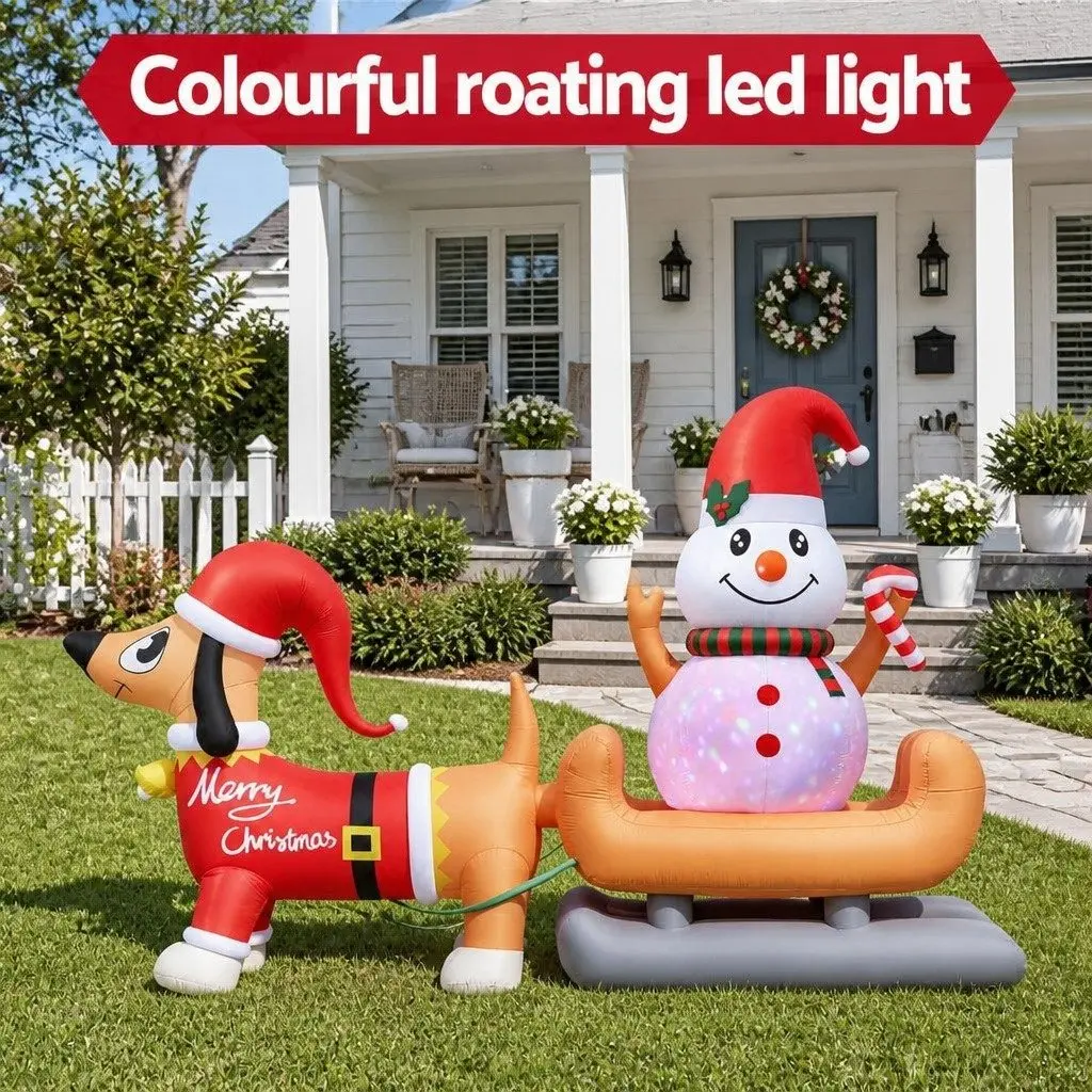 Christmas Inflatable Snowman and Dog Multicolour 4.2M Tall LED Illuminated Outdoor Decoration