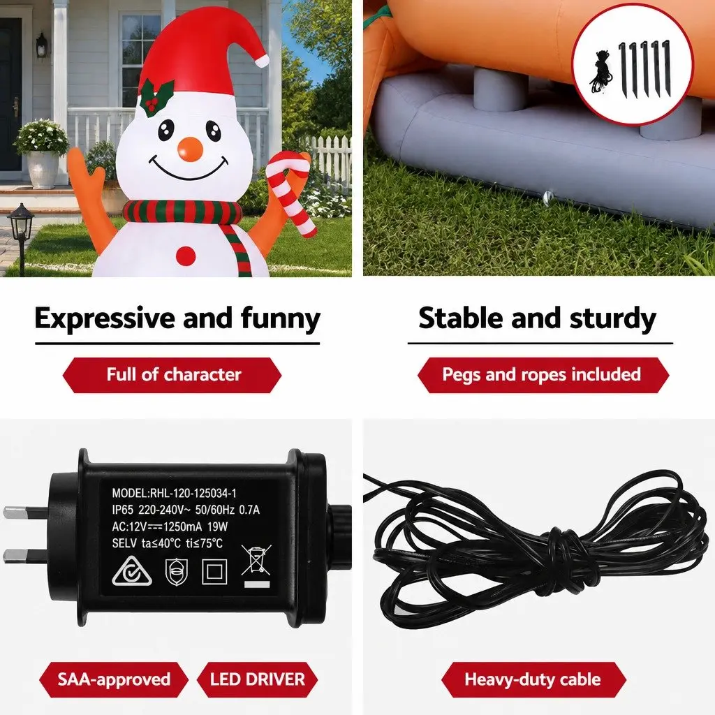 Christmas Inflatable Snowman and Dog Multicolour 4.2M Tall LED Illuminated Outdoor Decoration