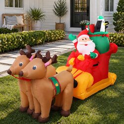 Compact Inflatable Santa Sleigh with LED Lights