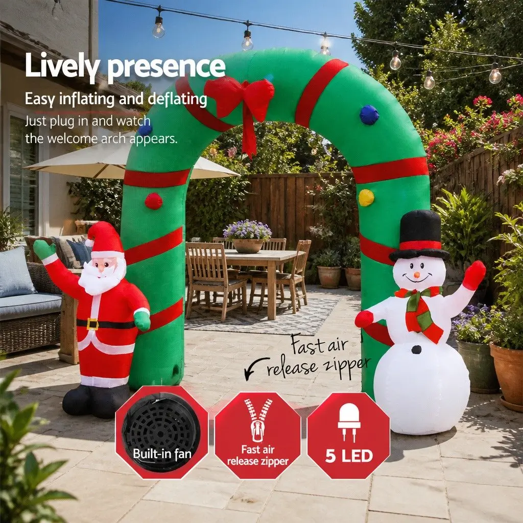Christmas Inflatable Archway 2.8M Illuminated LED Festive Holiday Outdoor