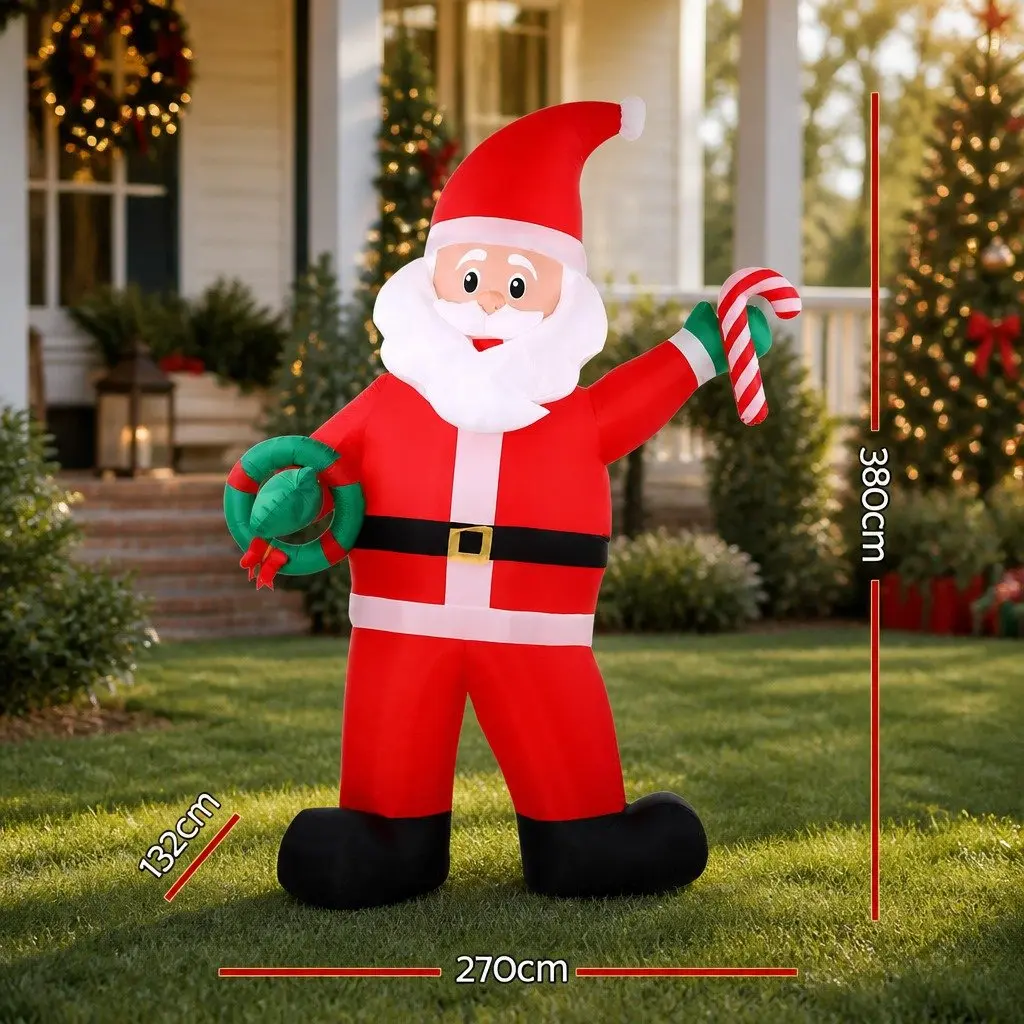 Inflatable Santa Decoration Multicolour 3.8M Height LED Illuminated Outdoor