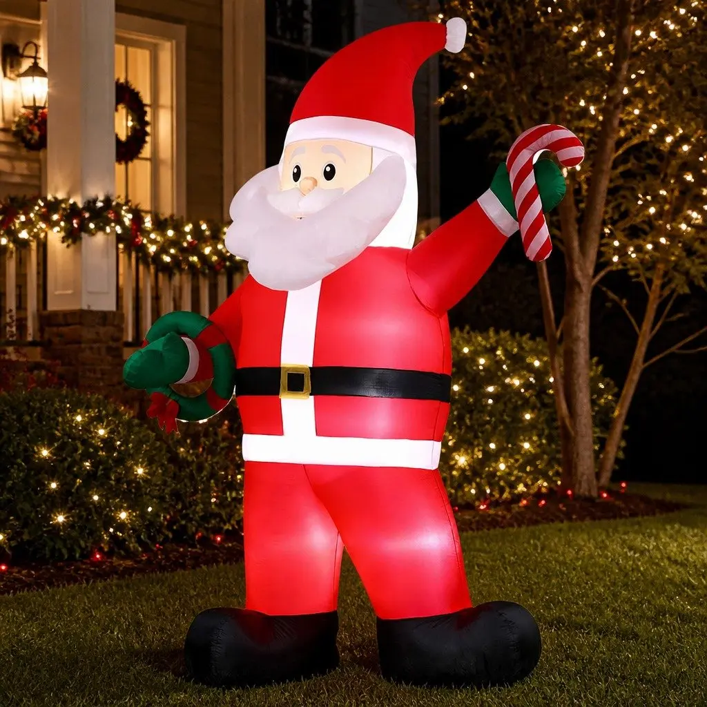 Inflatable Santa Decoration Multicolour 3.8M Height LED Illuminated Outdoor
