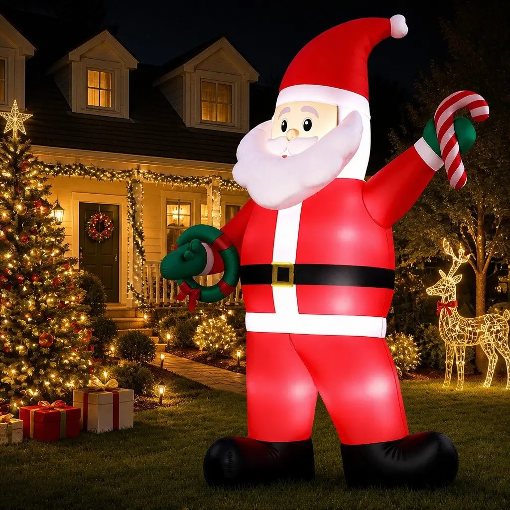 Inflatable Santa Decoration Multicolour 3.8M Height LED Illuminated Outdoor