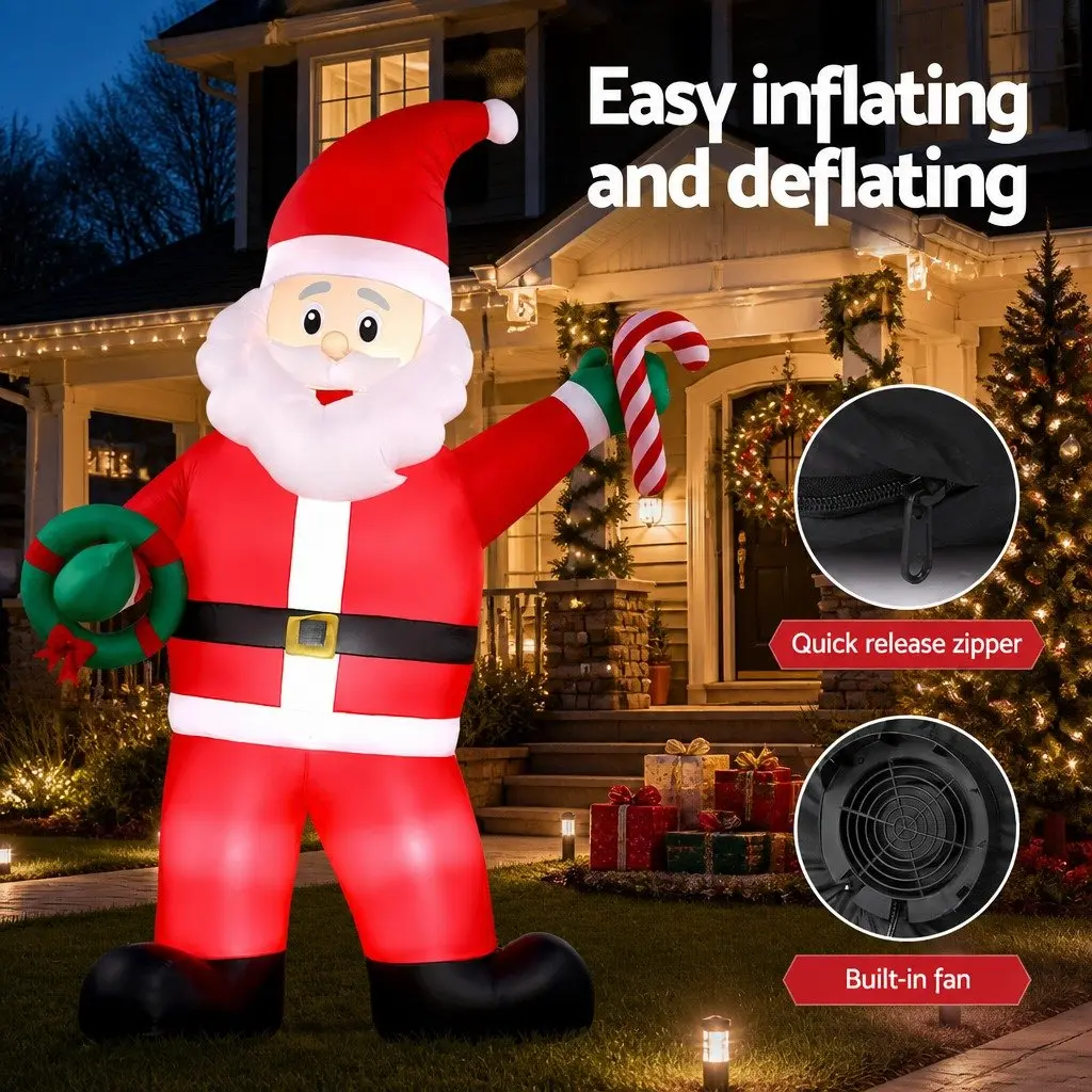 Inflatable Santa Decoration Multicolour 3.8M Height LED Illuminated Outdoor