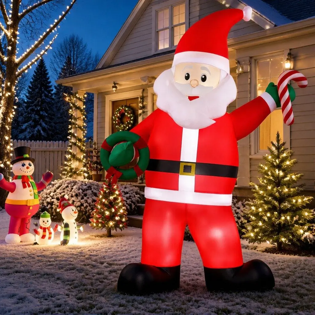 Inflatable Santa Decoration Multicolour 3.8M Height LED Illuminated Outdoor