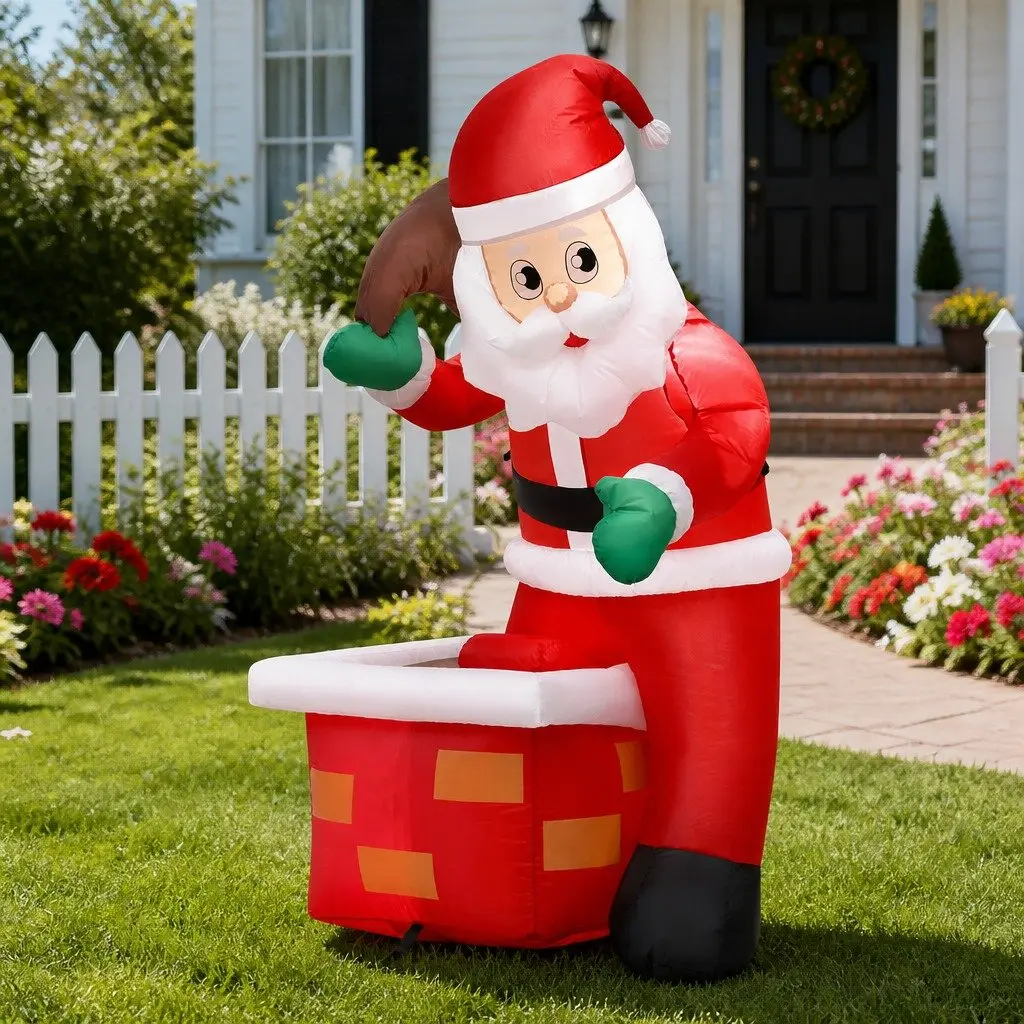 Christmas Inflatable Santa Illuminated Decorations Multicolour Indoor Outdoor