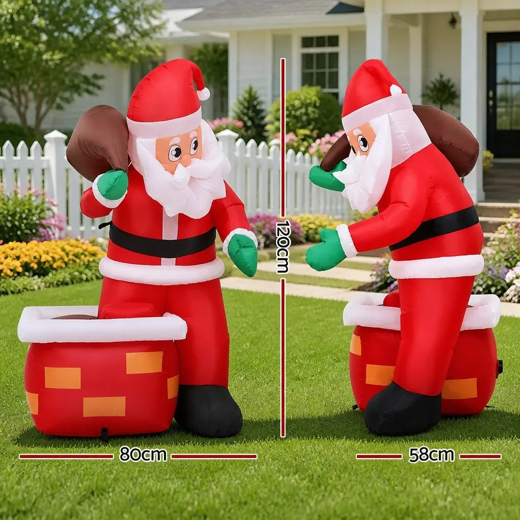 Christmas Inflatable Santa Illuminated Decorations Multicolour Indoor Outdoor