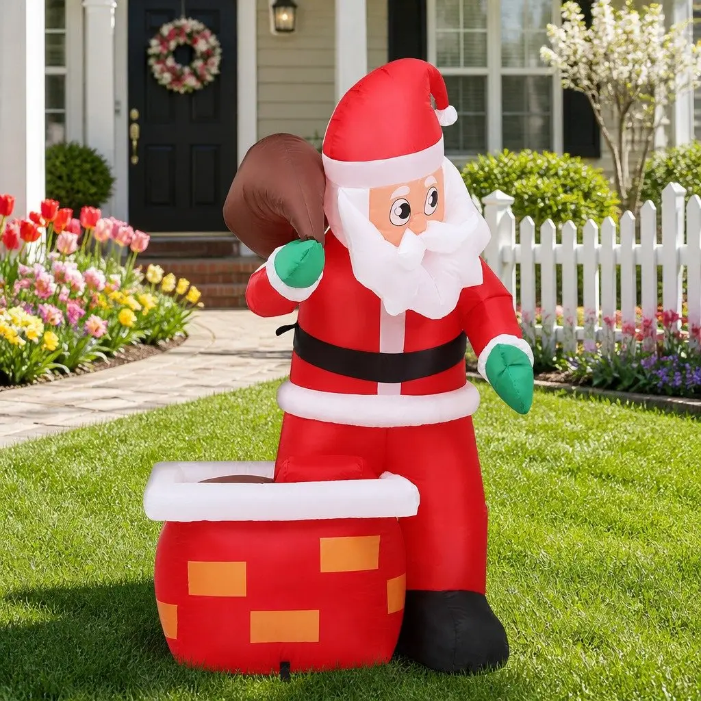 Christmas Inflatable Santa Illuminated Decorations Multicolour Indoor Outdoor