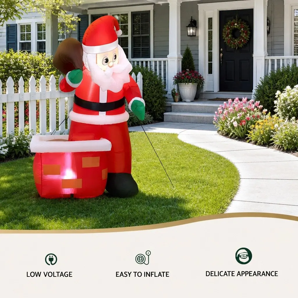 Christmas Inflatable Santa Illuminated Decorations Multicolour Indoor Outdoor