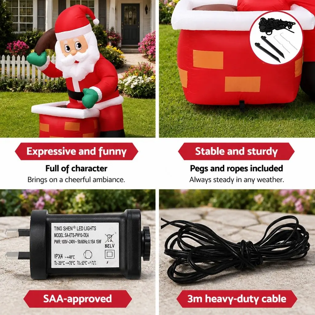 Christmas Inflatable Santa Illuminated Decorations Multicolour Indoor Outdoor