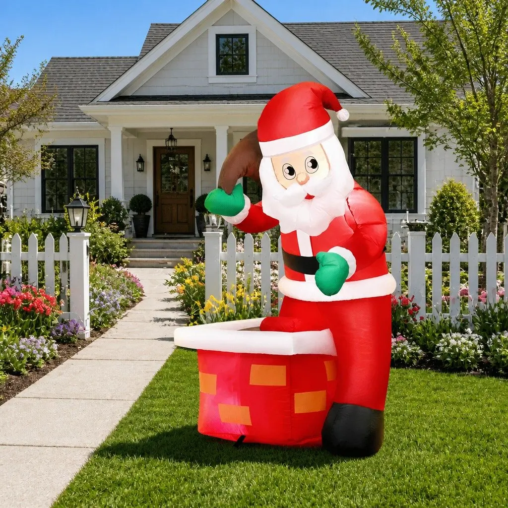 Christmas Inflatable Santa Illuminated Decorations Multicolour Indoor Outdoor