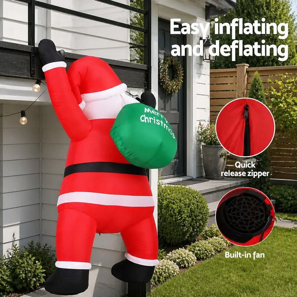 Christmas Inflatable Santa Multicolour 1.9M LED Illuminated Climbing Decoration