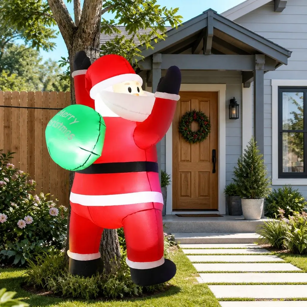 Christmas Inflatable Santa Multicolour 1.9M LED Illuminated Climbing Decoration