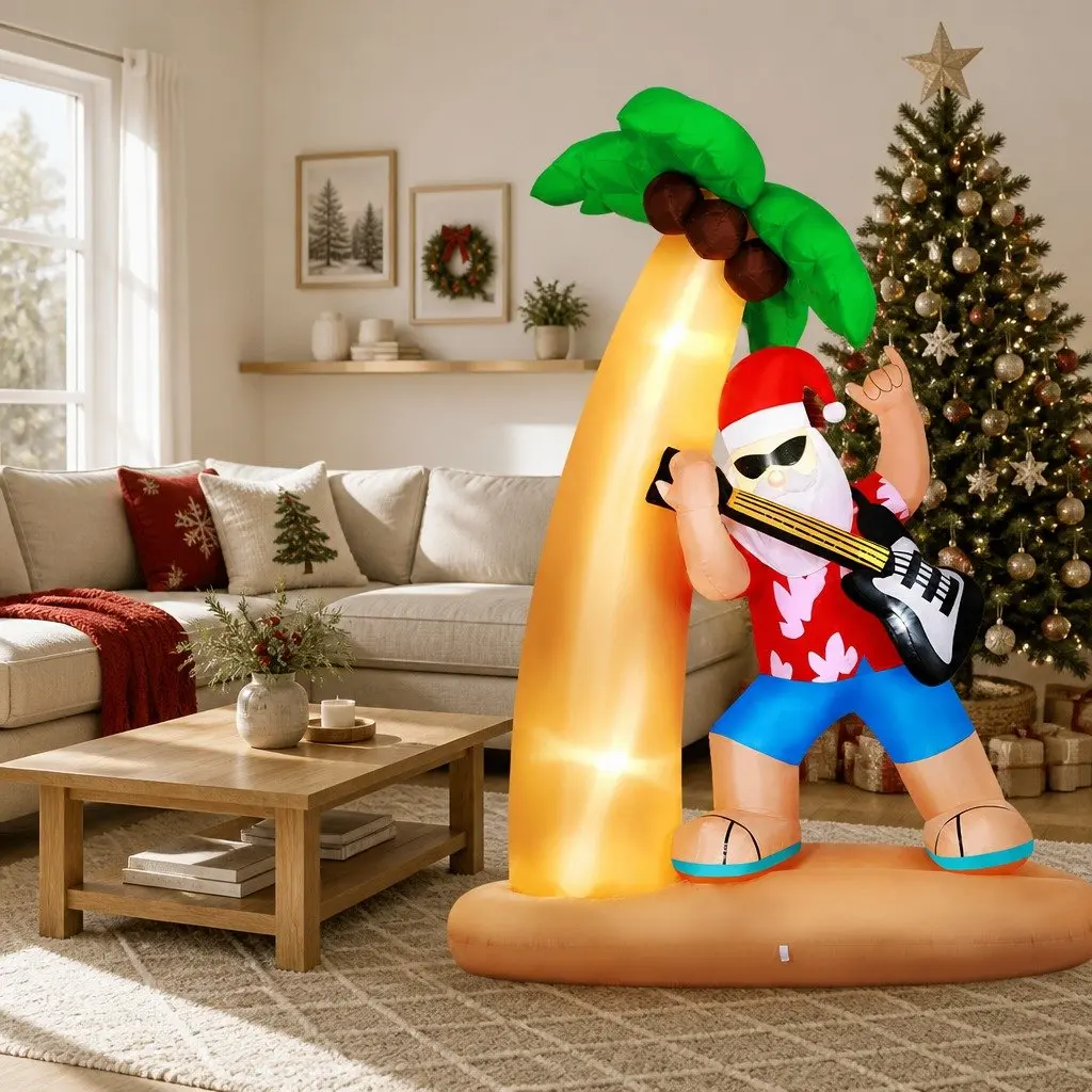 Christmas Inflatable Santa Multicolour 2.1M LED Illuminated Outdoor Indoor Decoration