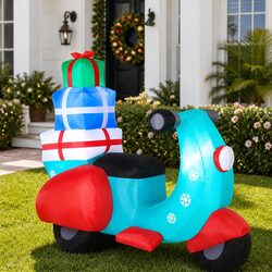 Compact Christmas Inflatable Santa Motorbike for Easy Setup