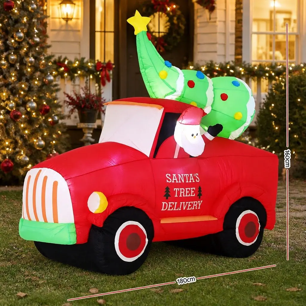 Christmas Inflatable Multicolour Santa Truck 1.6M LED Indoor Outdoor Decoration