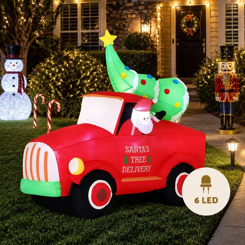 Christmas Inflatable Multicolour Santa Truck 1.6M LED Indoor Outdoor Decoration