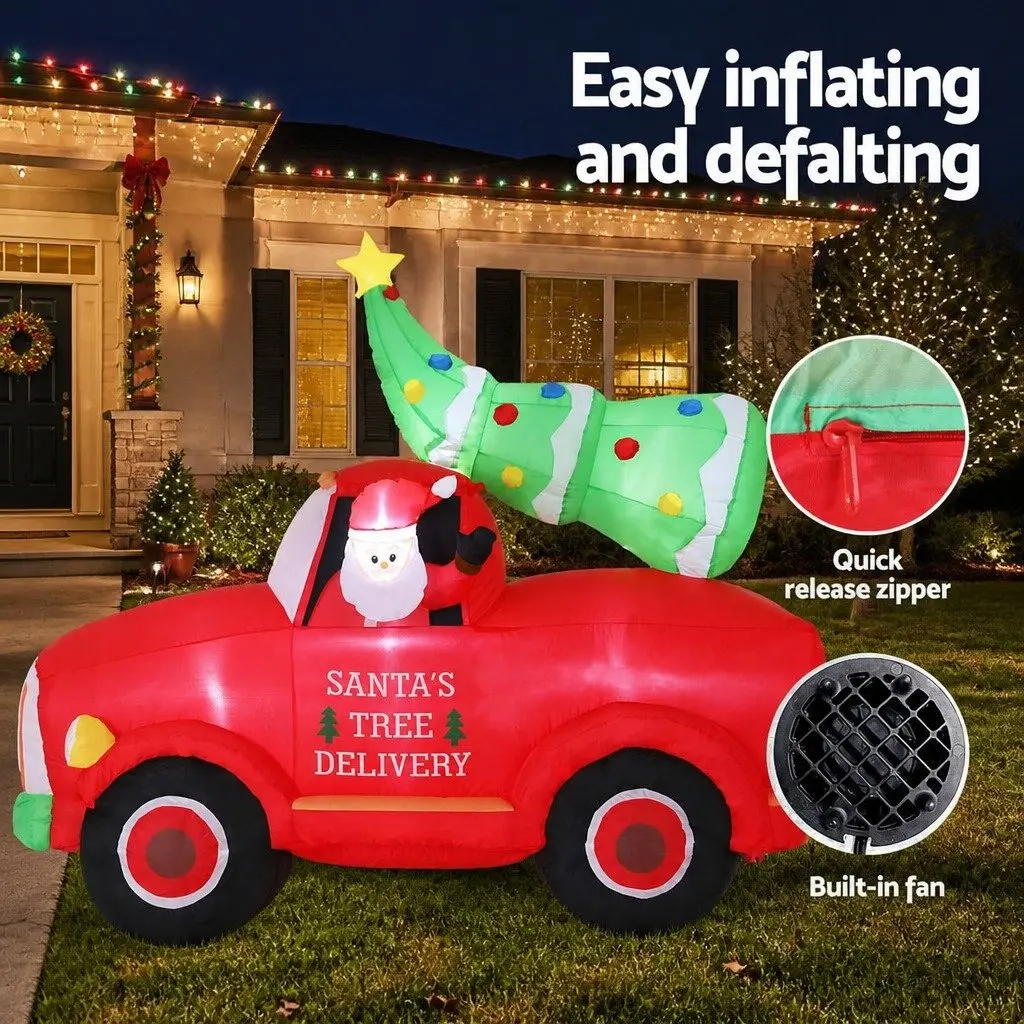 Christmas Inflatable Multicolour Santa Truck 1.6M LED Indoor Outdoor Decoration